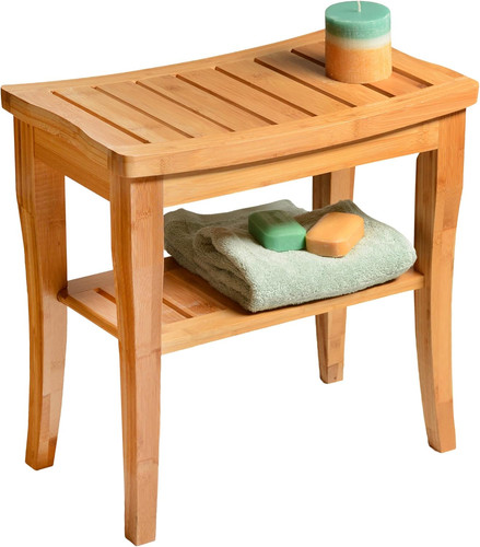 Bamboo shower bench with - shower,